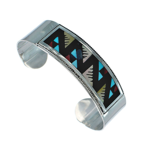 Genuine Sterling Silver Multicolor Navajo Cuff Bracelet NN20143